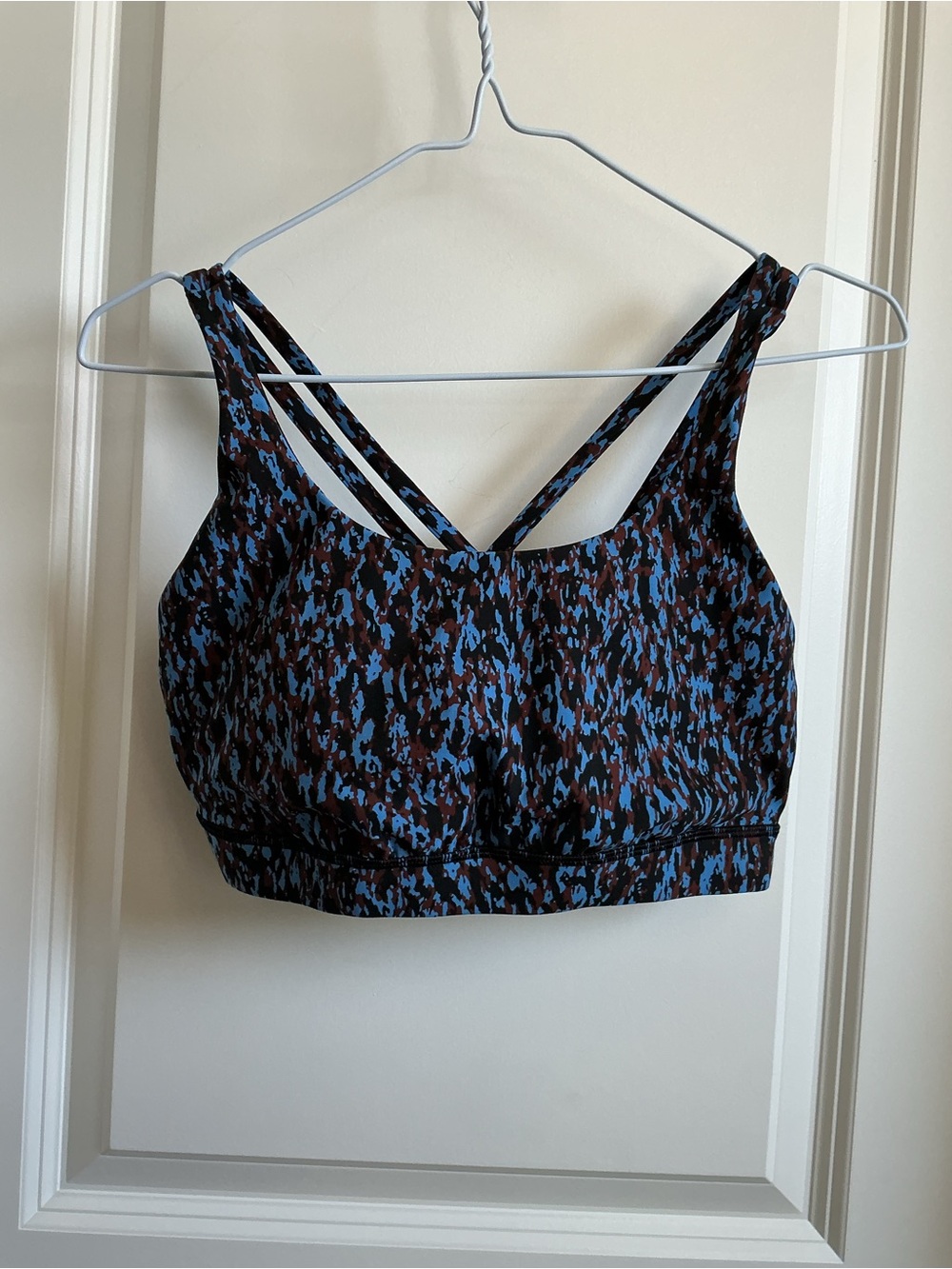 lululemon blue and brown print Strappy Sports Bra